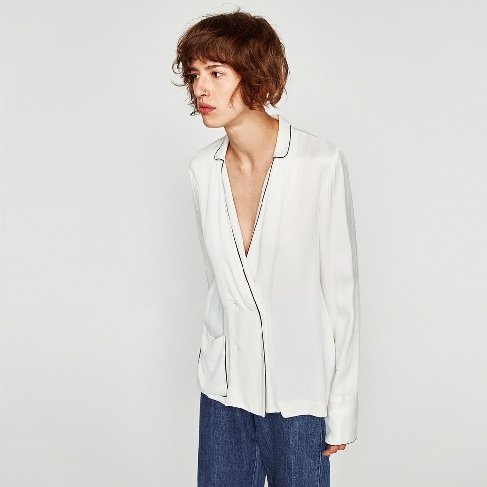 Zara contrasting pyjama shirt